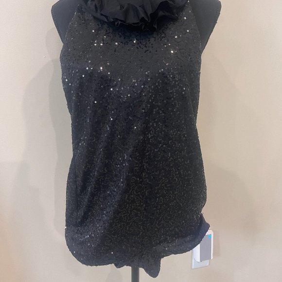 Perfect black JAZZ Unitard short costume with black sequin - Picture 5 of 7